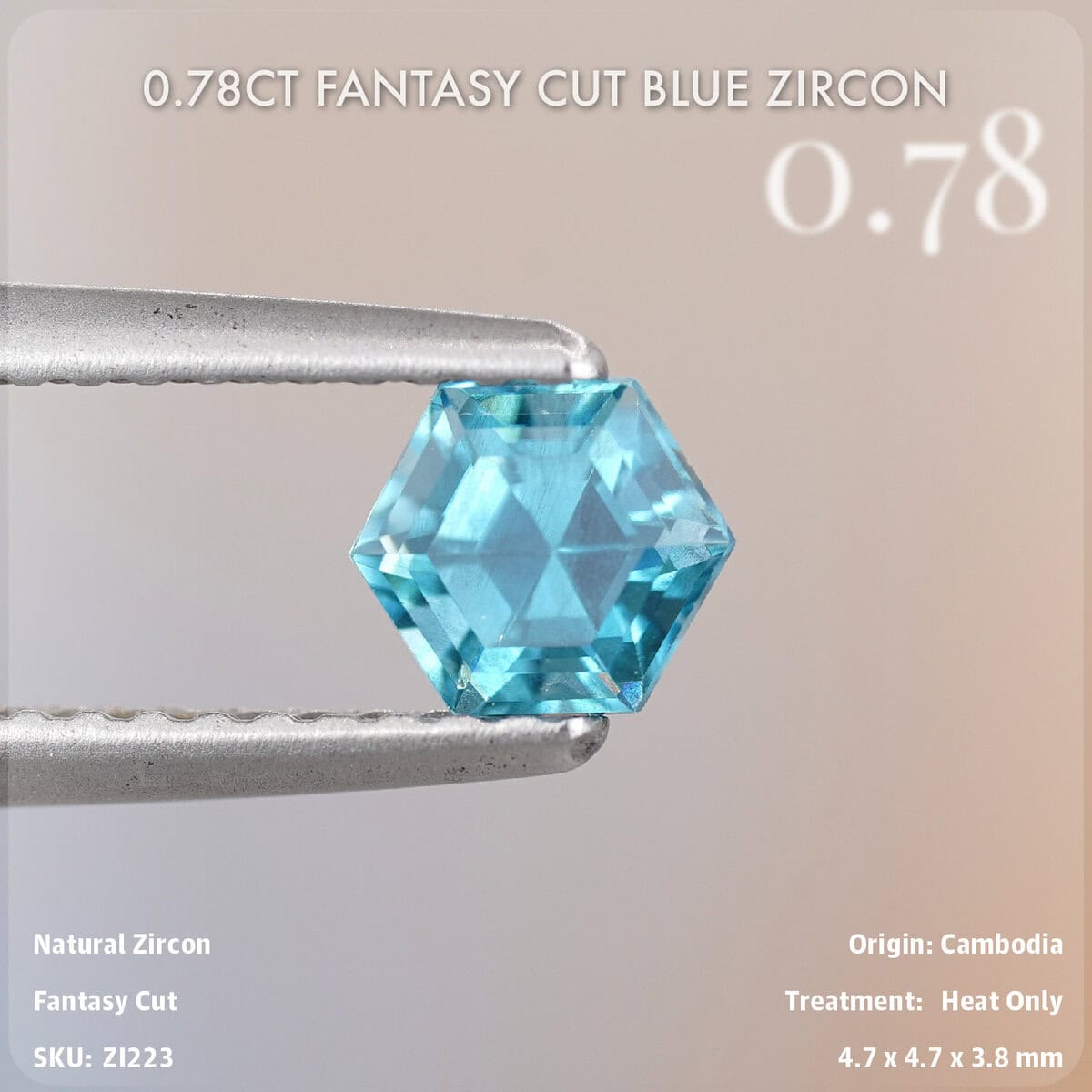0.78CT Fantasy Cut Blue Zircon
