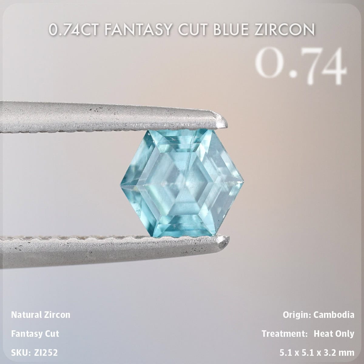 0.74CT Fantasy Cut Blue Zircon