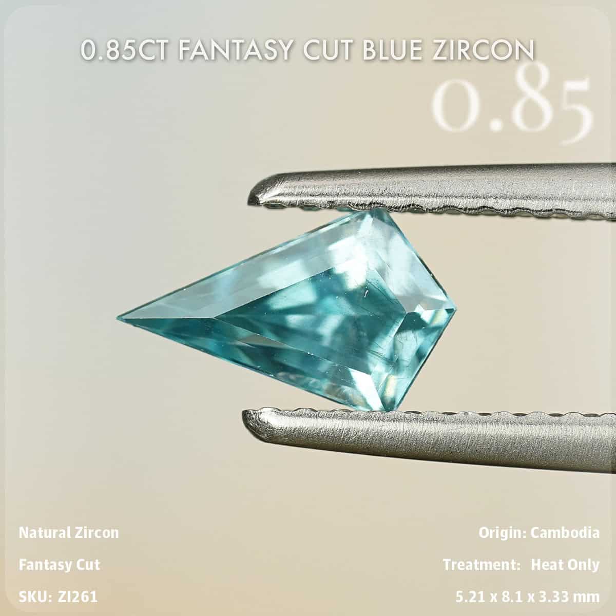 0.85CT Fantasy Cut Blue Zircon