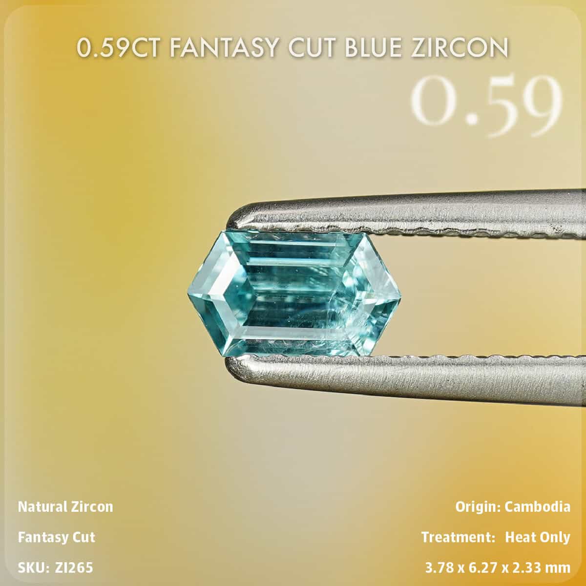 0.59CT Fantasy Cut Blue Zircon