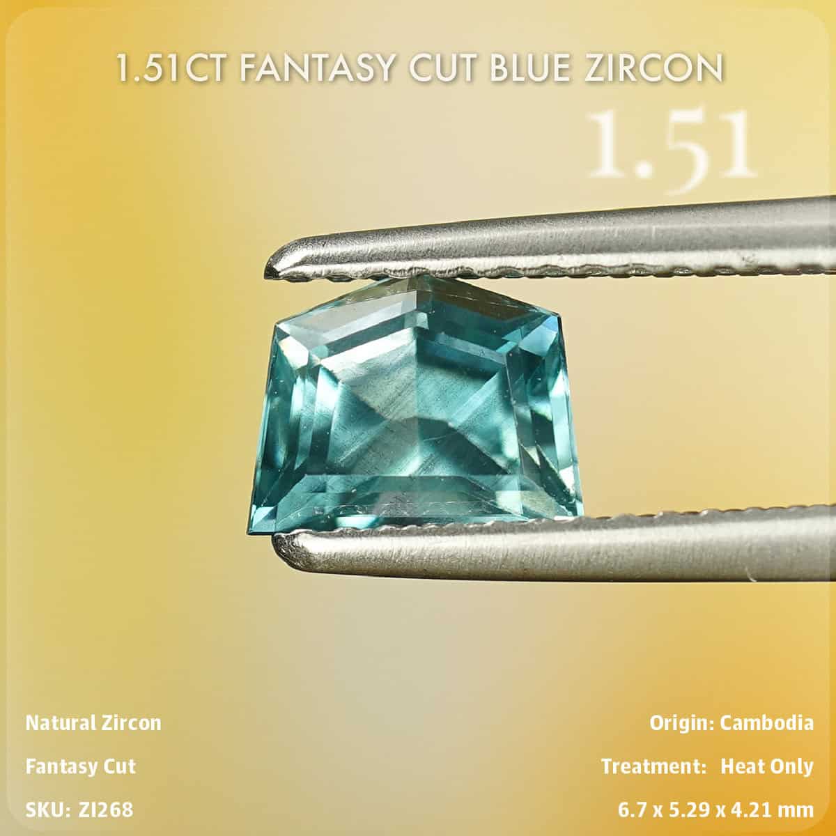 1.51CT Fantasy Cut Blue Zircon