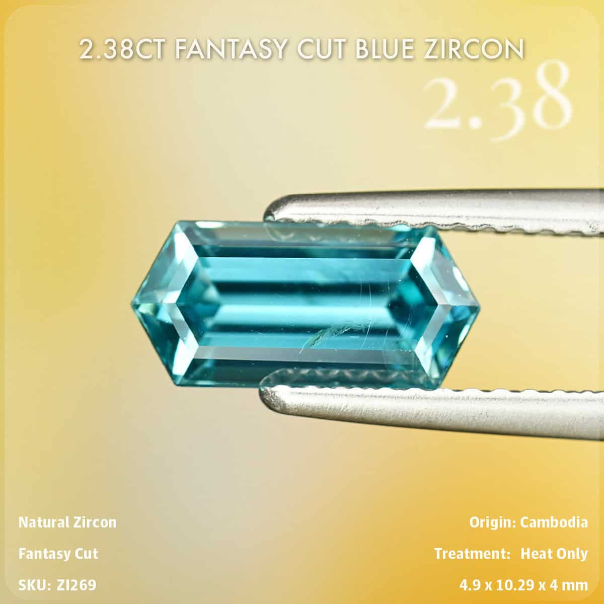 2.38CT Fantasy Cut Blue Zircon