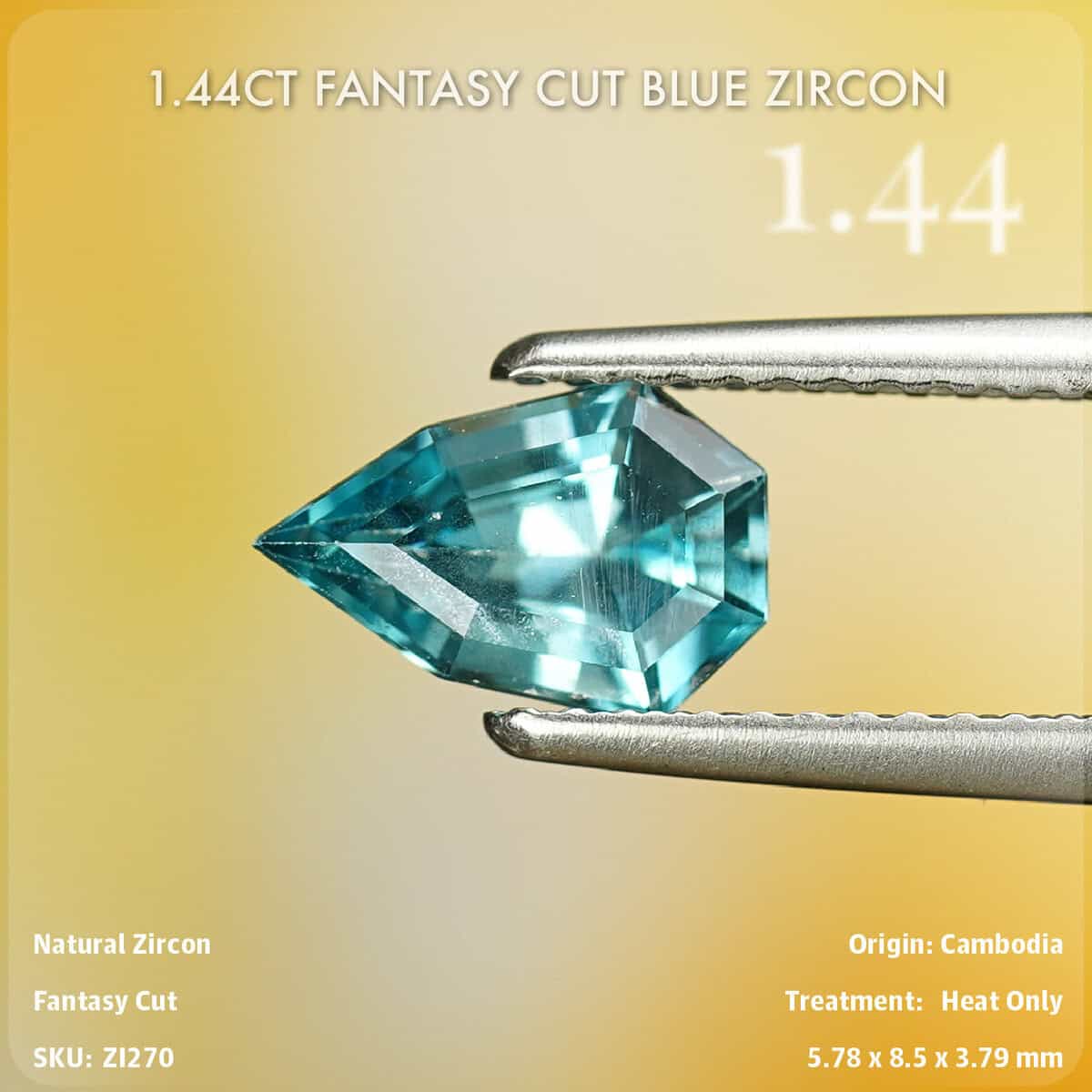1.44CT Fantasy Cut Blue Zircon
