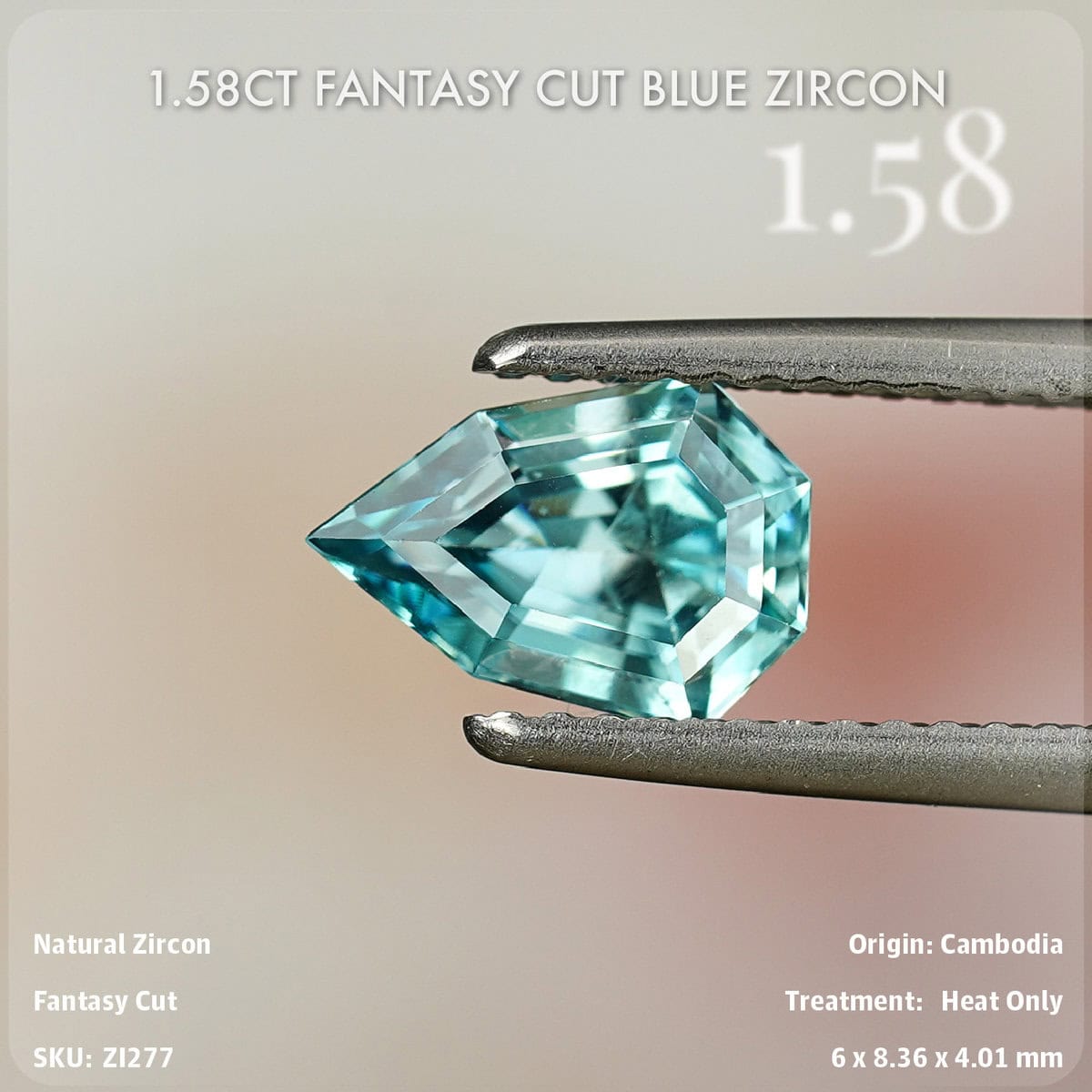 1.58CT Fantasy Cut Blue Zircon