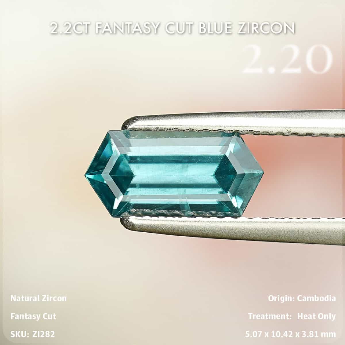 2.2CT Fantasy Cut Blue Zircon