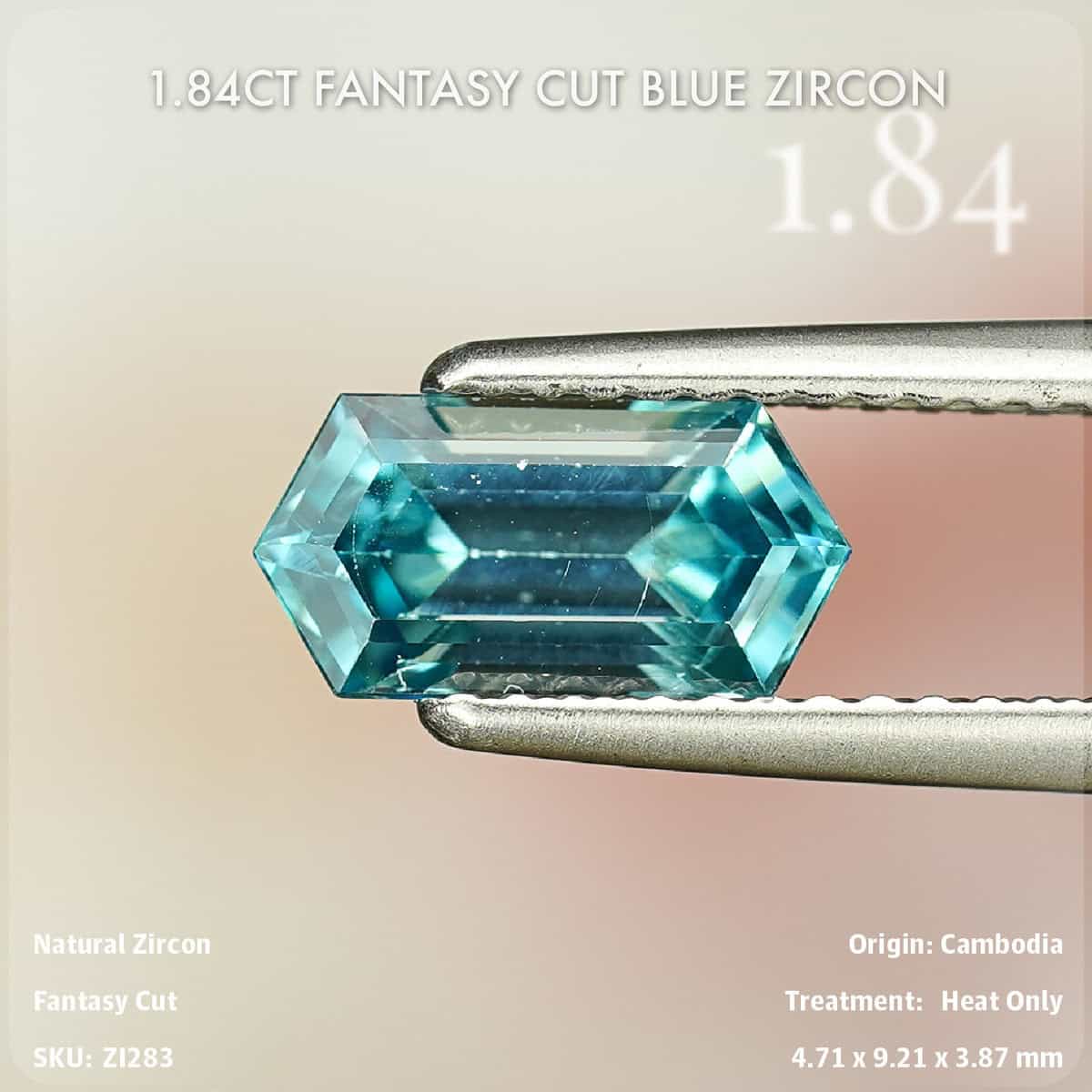 1.84CT Fantasy Cut Blue Zircon