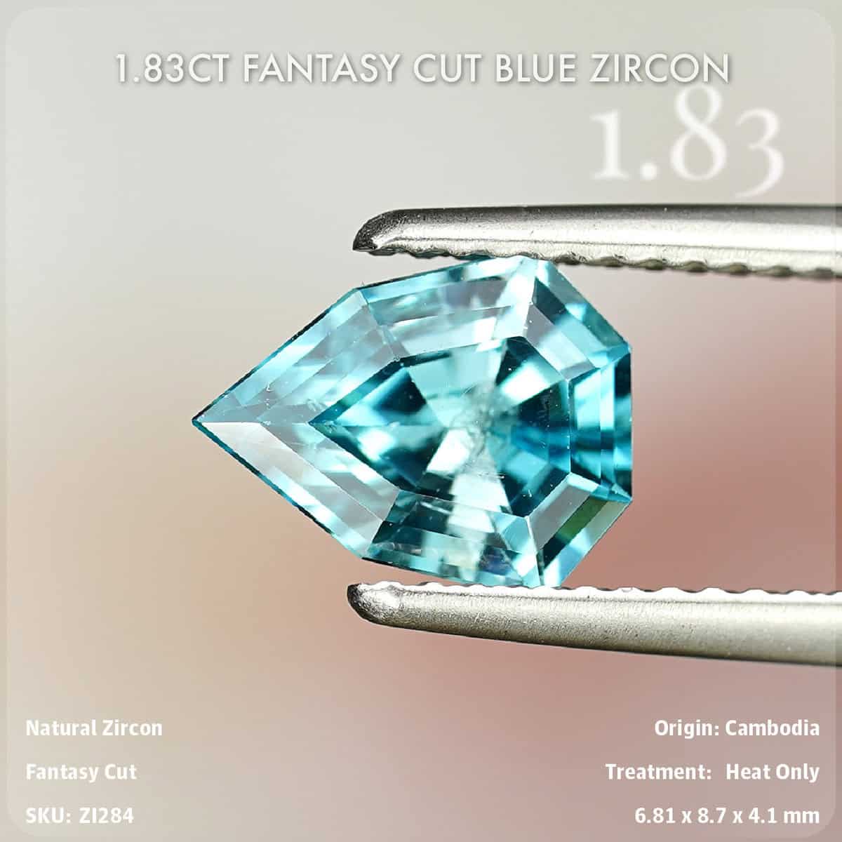 1.83CT Fantasy Cut Blue Zircon