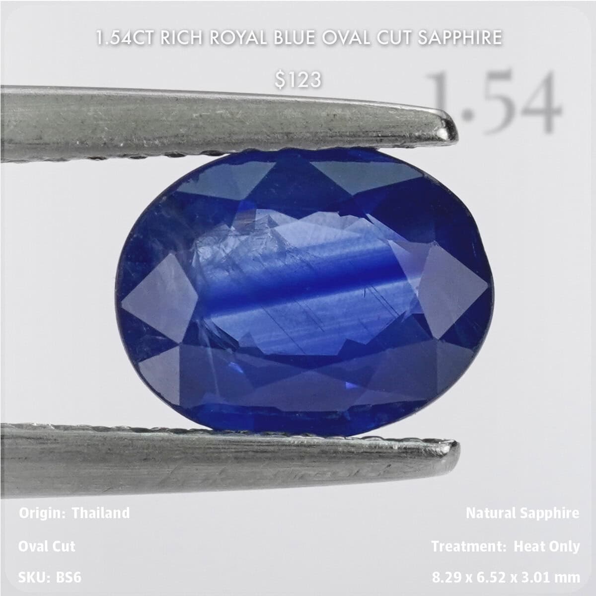 1.54CT Rich Royal Blue Oval Cut Sapphire