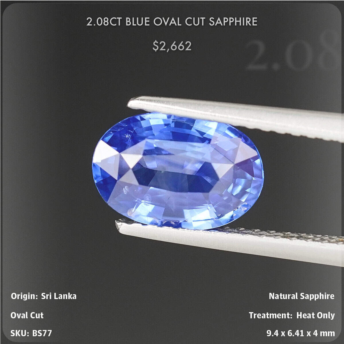 1.09CT Blue Trilliant Cut Sapphire
