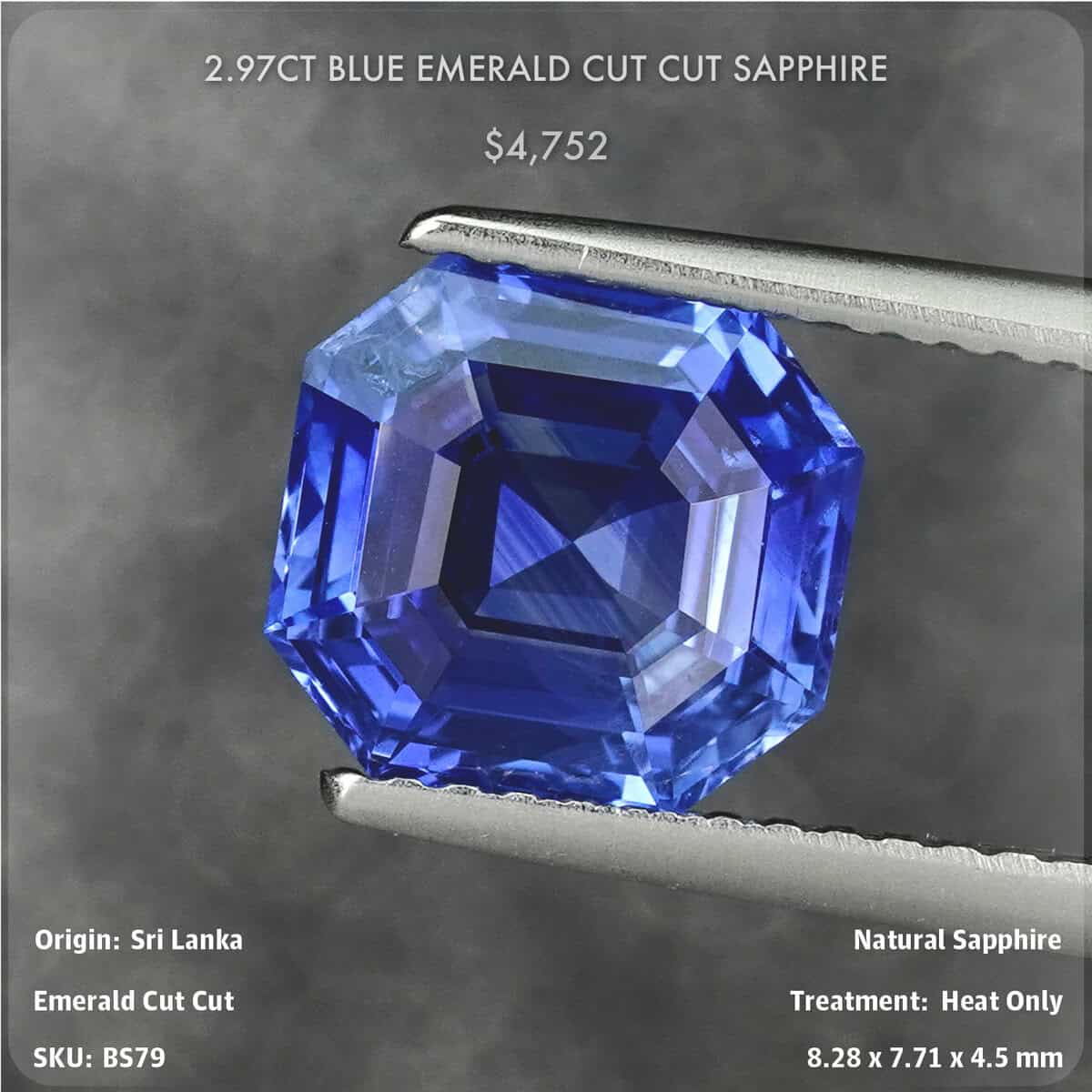 2.12CT Blue Cushion Cut Sapphire