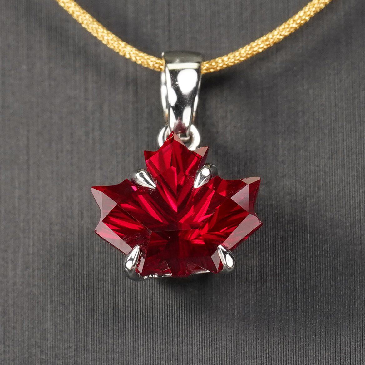 Crimson Maple Ruby Pendant in Sterling Silver